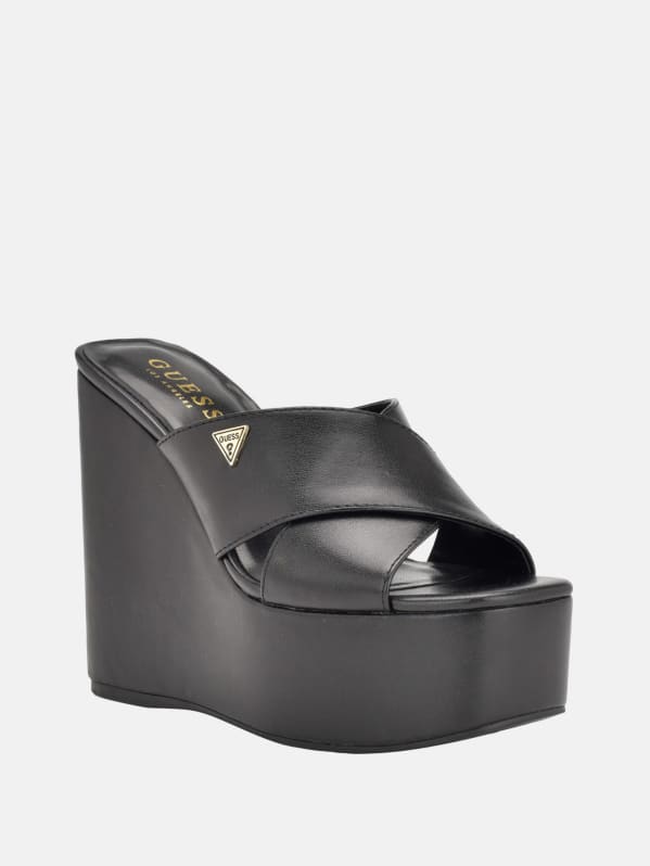 Guess black wedges cheap