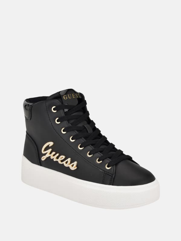 Hellyn High Top Script Logo Sneakers GUESS Factory