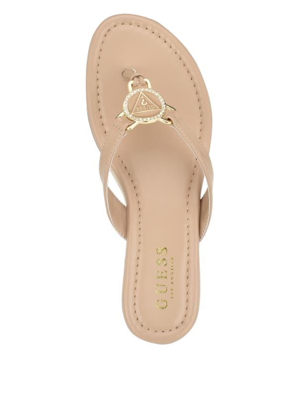 JustFab: Women's Sandals / Flip Flop / Tie Up / Taupe / Flats