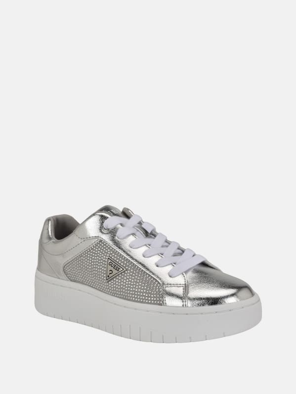 Silver guess sneakers on sale