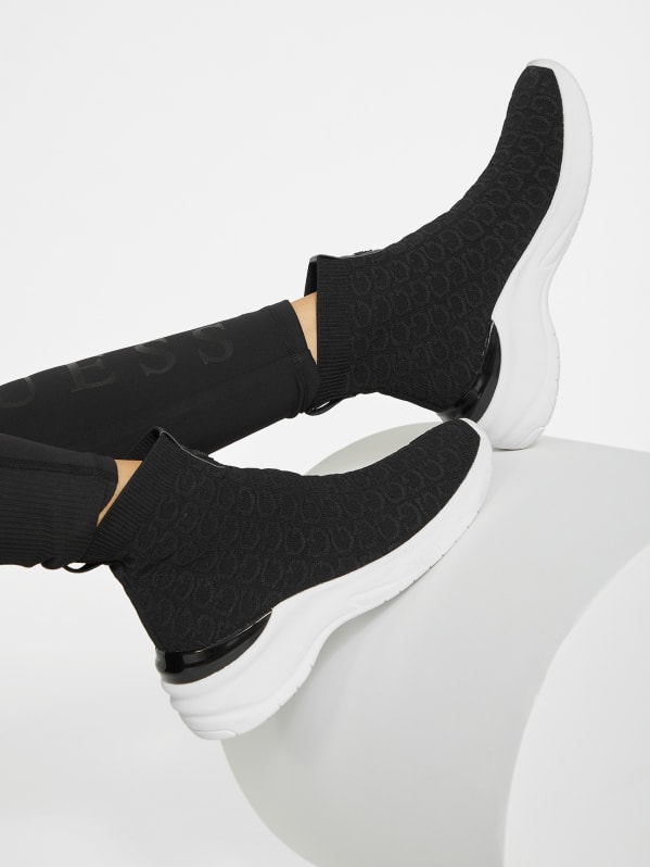 Reason Knit Logo High Top Sneakers GUESS Factory Ca