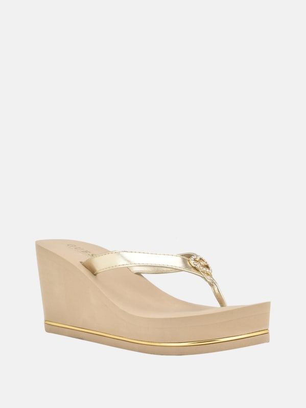 Sans Heart Logo Wedge Sandals GUESS Factory Ca
