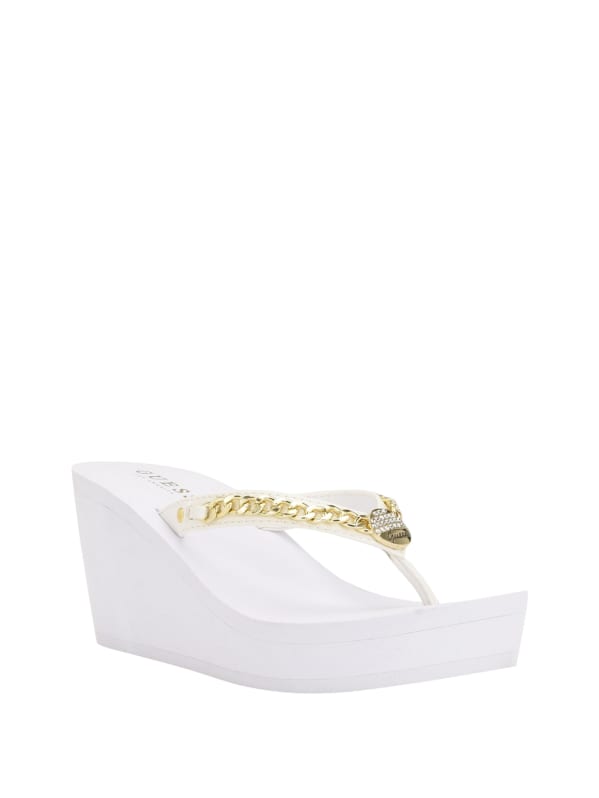 Guess white wedge sandals online