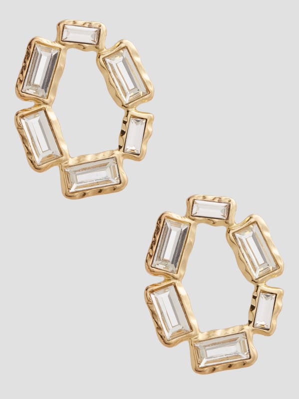 Gold Tone Baguette Open Earrings