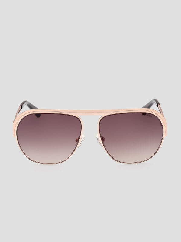 Guess aviator sunglasses gold cheap