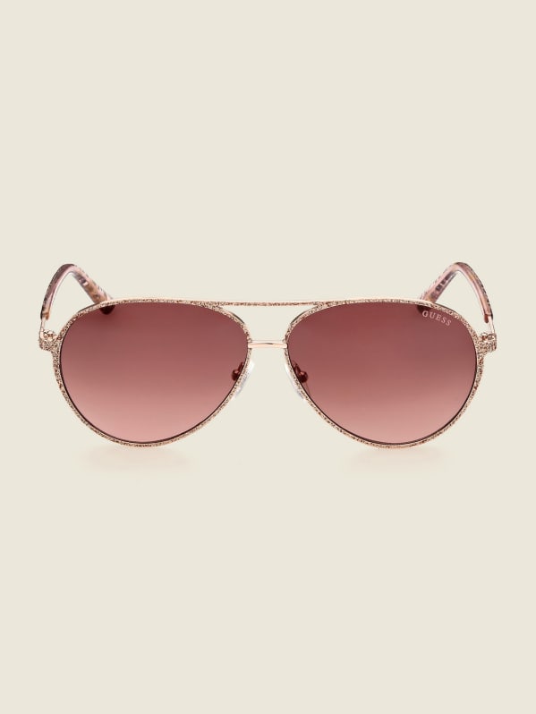 Animal Print Aviator Sunglasses GUESS