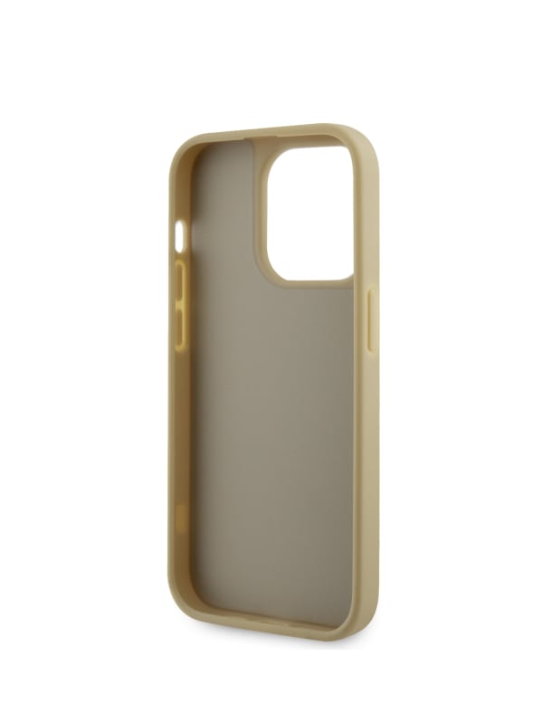 Phone Case IPHONE 15 Pro Max Guess Faux Leather Grey With Golden Logo