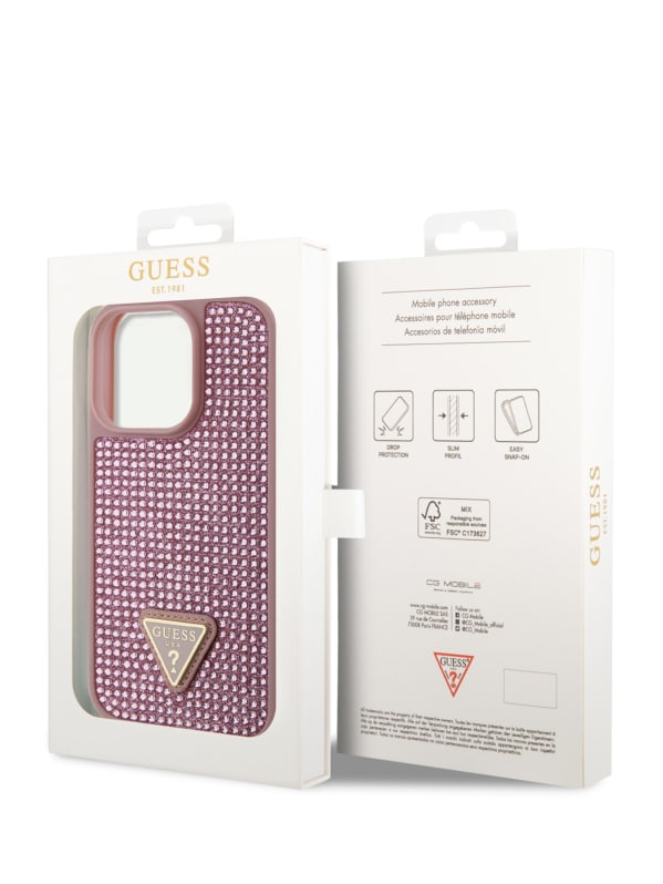 Case Guess GUHCP15XP4TDPP iPhone 15 Pro Max 6.7 pink/pink hardcase Leather  4G Diamond Triangle Case - ✓