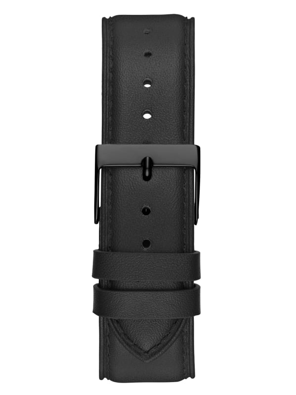 Black Tone And Black Leather Chronographic Watch