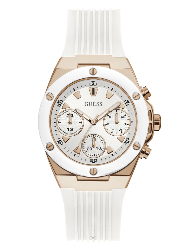 Guess white watch with diamonds discount