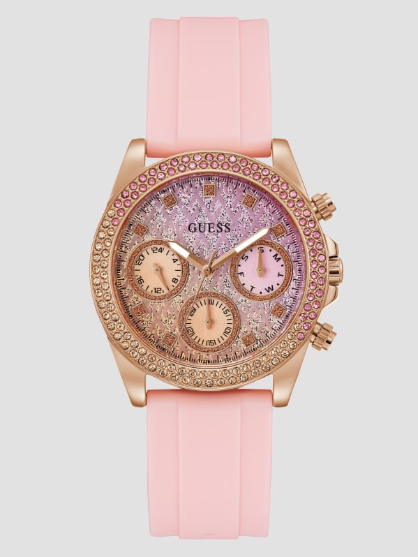 Montre rose scintillante en dition limit e GUESS Canada
