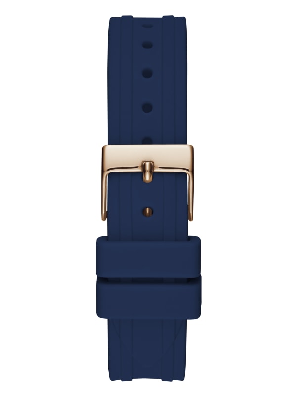 Guess Women ROSE GOLD TONE CASE BLUE SILICONE WATCH GW0034L4 – Heavni Brand  Global