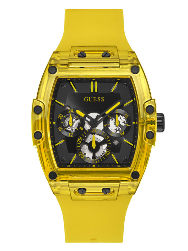 Yellow Plastic and Silicone Multifunction Watch GUESS