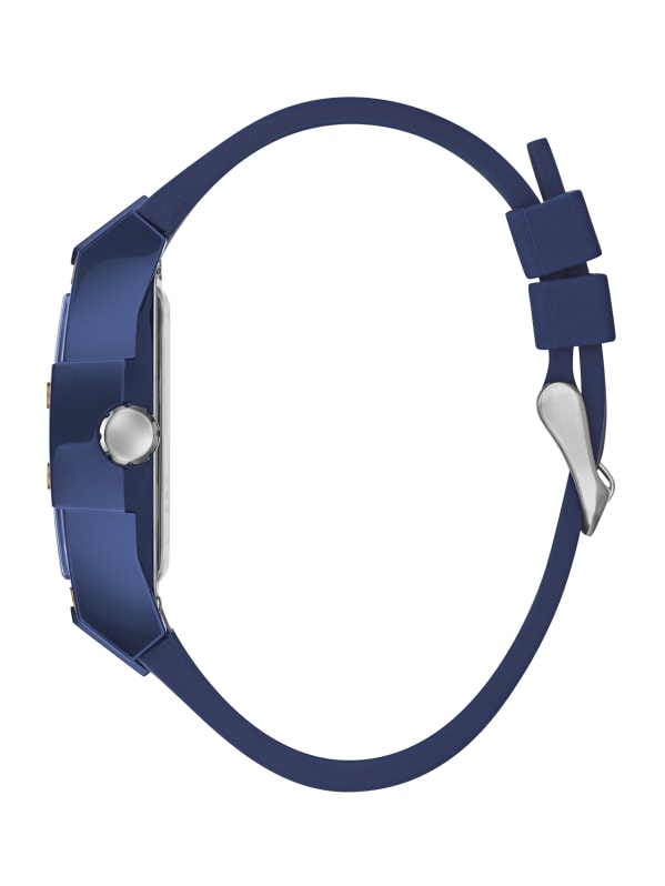 Rose Gold Tone and Blue Silicone Multifunction Watch GUESS Canada