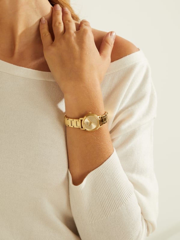 Gold Tone Diamond Analog Watch GUESS Canada