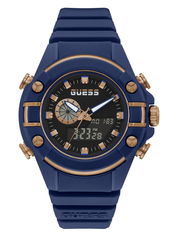Navy blue guess watch hot sale
