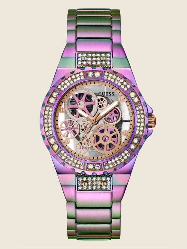 Guess iridescent crystal multifunction watch hot sale