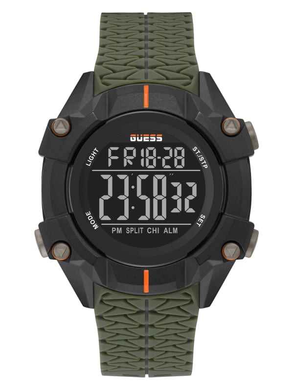 Olive Green and Black Digital Watch GUESS Canada