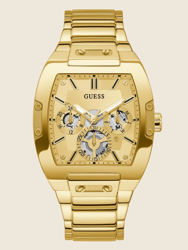 Guess gold tone multifunction watch hot sale