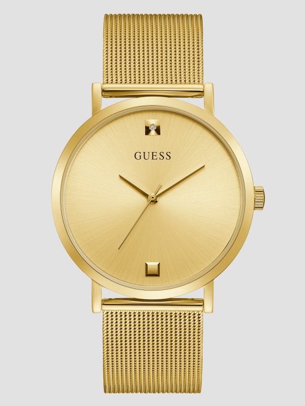 Guess gold diamond watch mens hot sale
