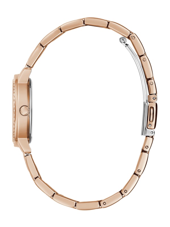 Rose Gold Tone and Crystal Analog Watch