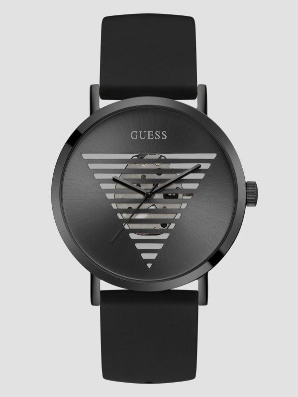 Black Cut Through Logo Analog Watch GUESS