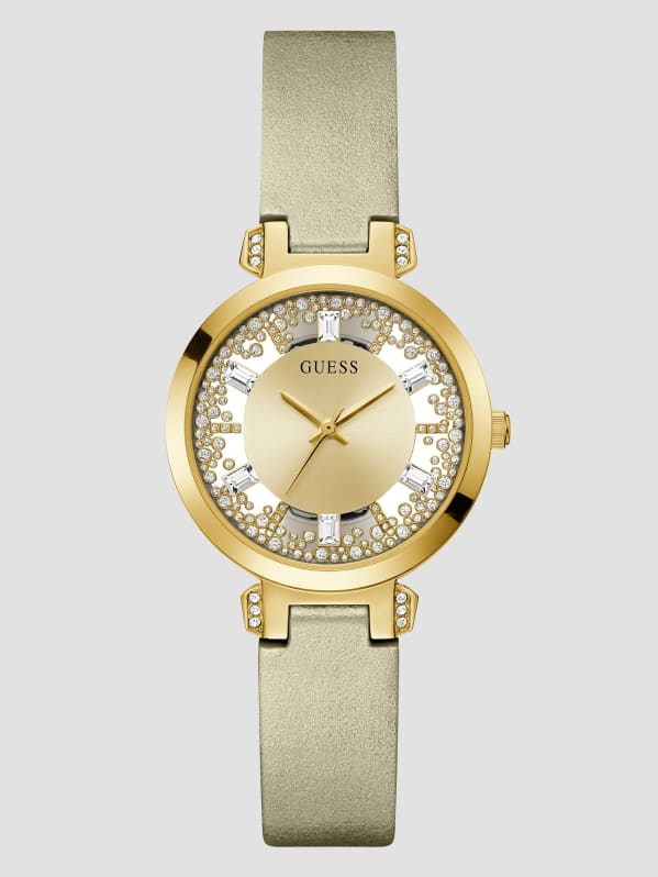 Gold Tone Crystal Analog Watch GUESS