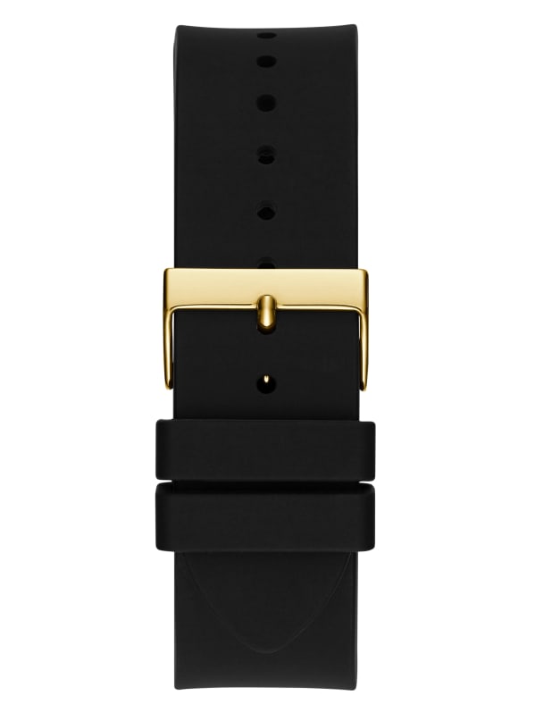 Cut Through Gold Tone and Black Silicone Multifunction Watch