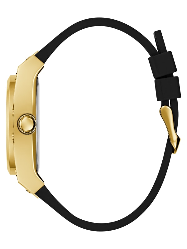 Gold-Tone and Watch GUESS Multifunctional | Black Silicone
