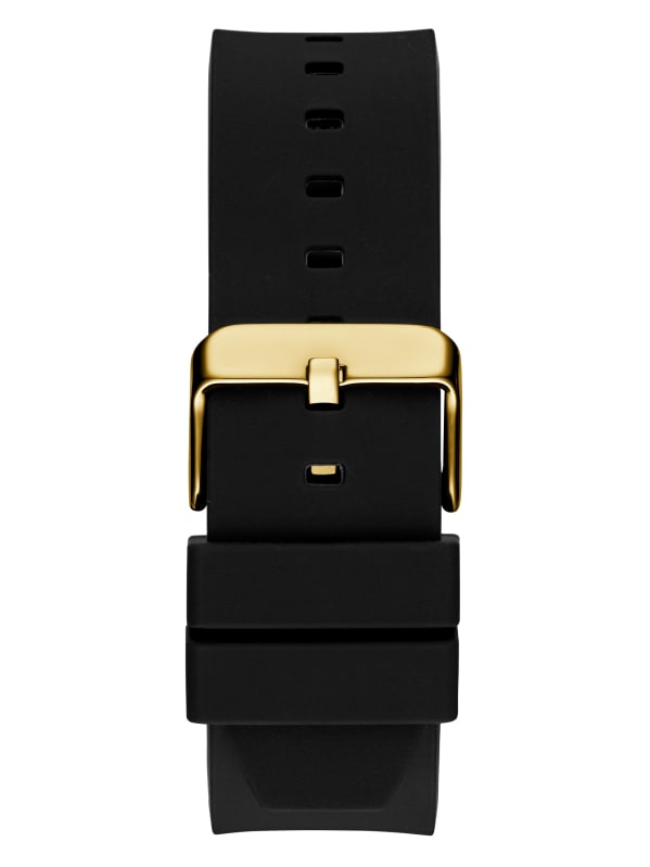 Gold-Tone and Black Silicone Watch GUESS Multifunctional 