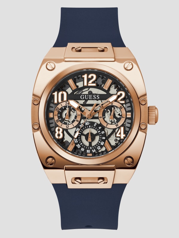 Guess watch blue rose gold store