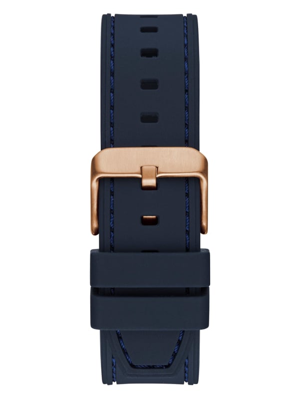 Rose Gold Tone and Navy Silicone Multifunction Watch GUESS