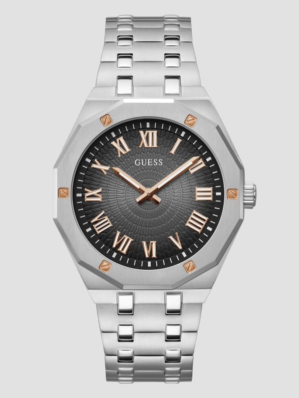 Silver Tone Sunburst Analog Watch GUESS Canada