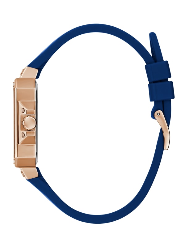 Rose Gold-Tone and Blue Silicone Multifunction Watch