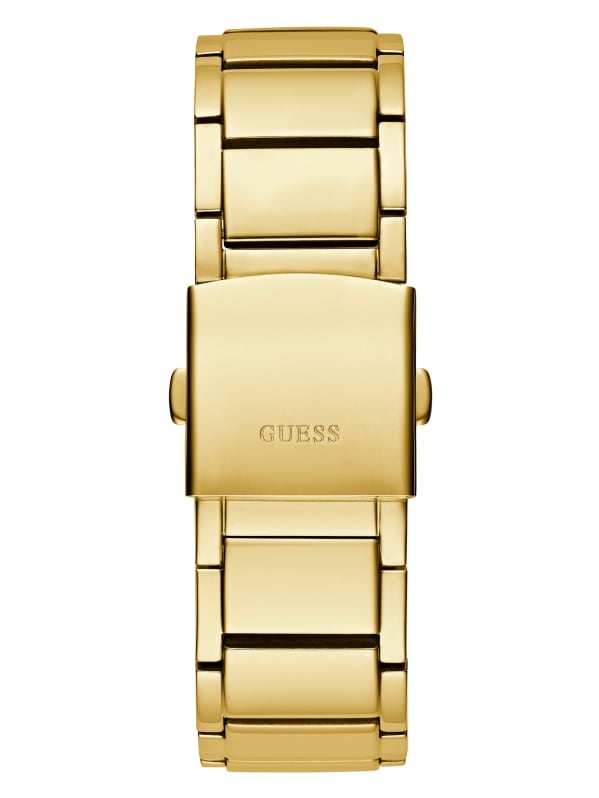 Gold-Tone and Green Multifunction GUESS Watch 