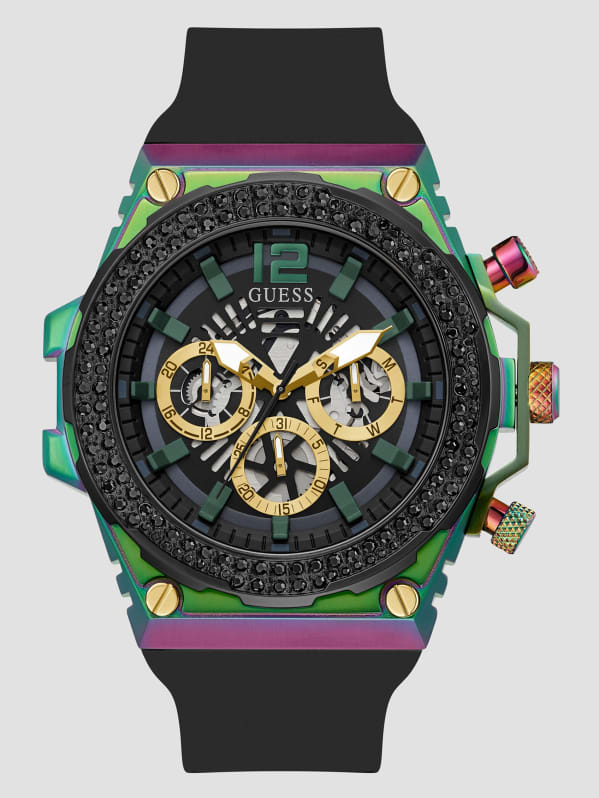 Iridescent and Black Cut Through Multifunction Watch GUESS Canada