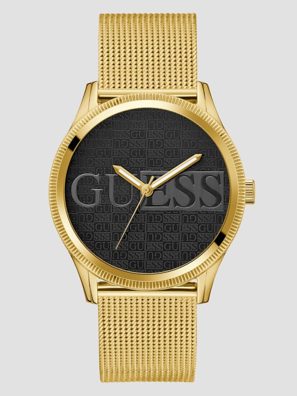 GUESS Gold Tone Mesh Analog Watch Gold
