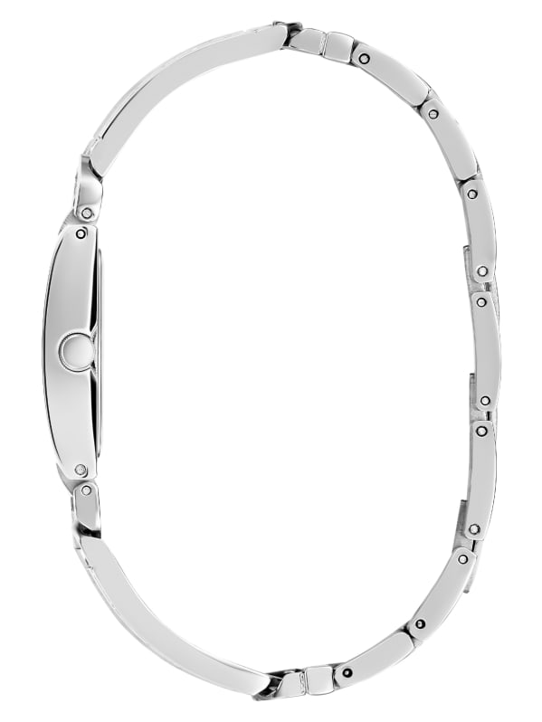GUESS Silver Tone And Denim Analog Watch Silver