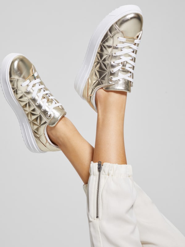 Desena Quilted Metallic Low-Top Sneakers | GUESS