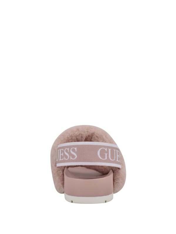 Guess fuzzy slides hot sale