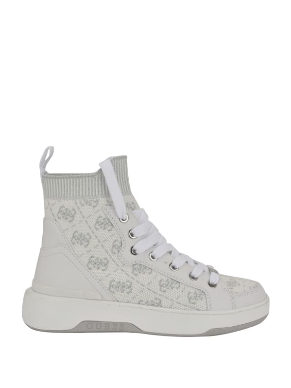 GUESS Quattro G Knit High Top Sneakers White 6.5