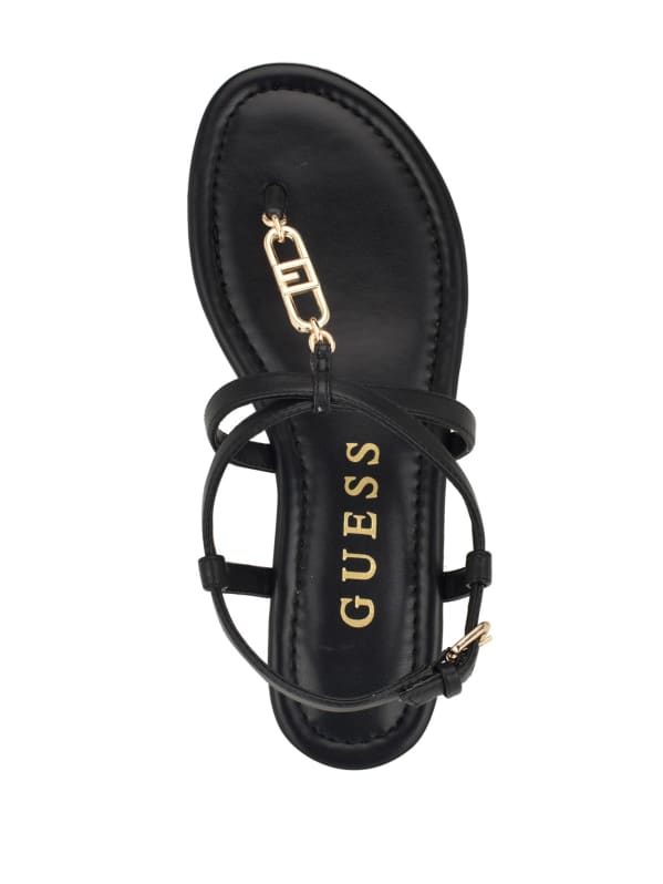 GUESS Meaa Chain T strap Sandals Black 7