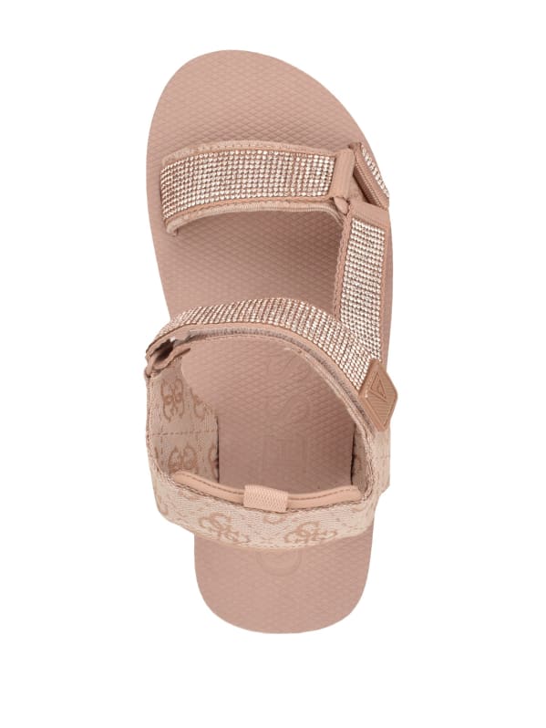 GUESS Nylaha Rhinestone Flatform Sandals Pink 6