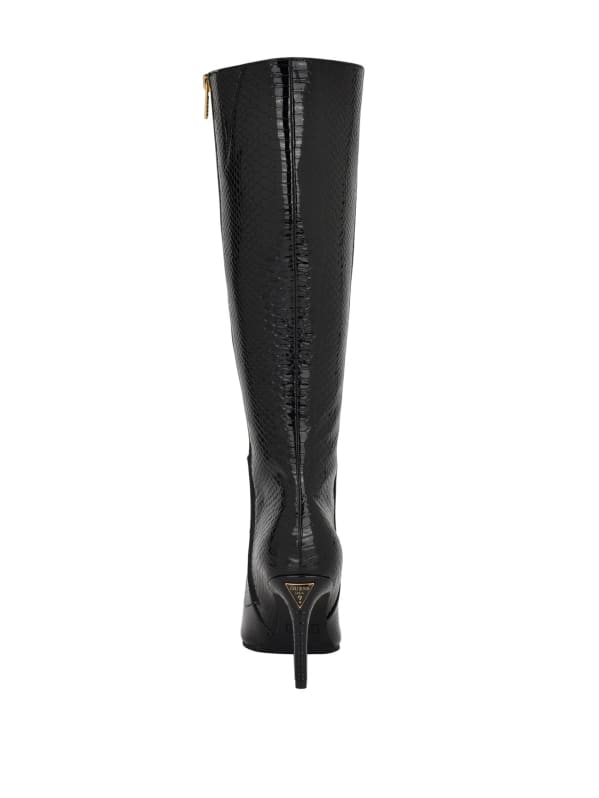 GUESS Richee Snakeskin Boots Black 10