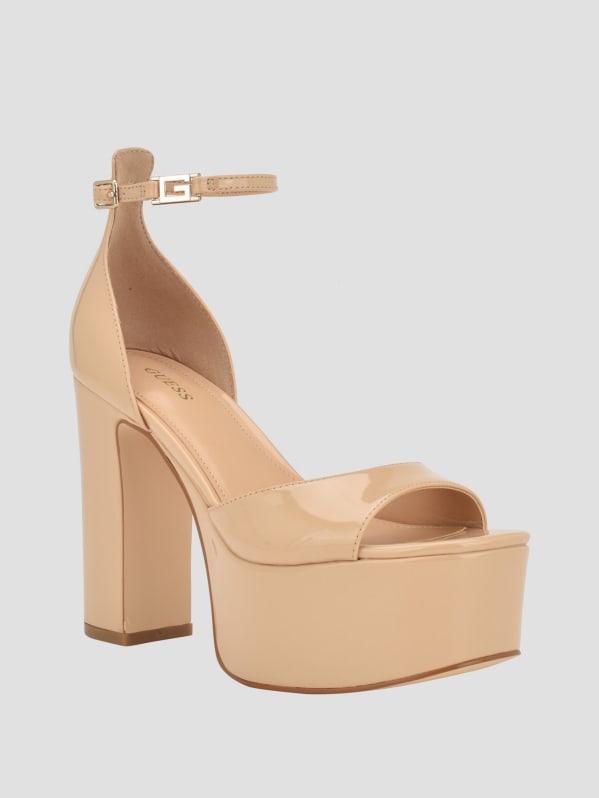 Beige platform heels clearance