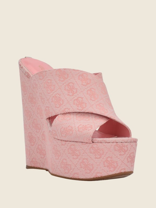 Teisha Logo Crisscross Wedges GUESS Factory Ca