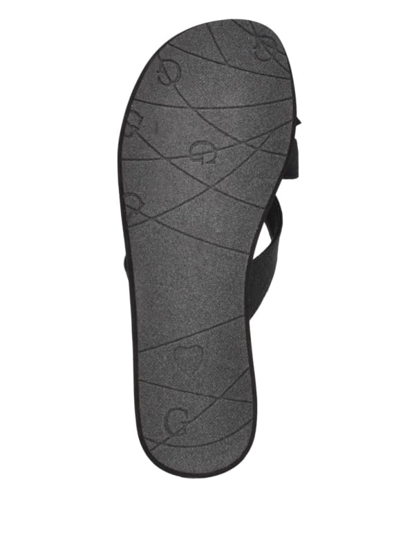 Guess black flip flops with bow cheap