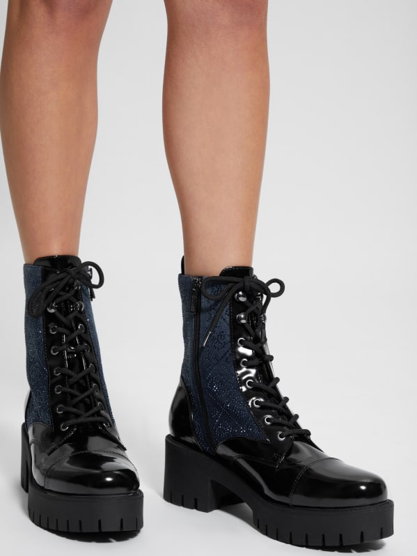 Waitea Rhinestone Moto Booties GUESS