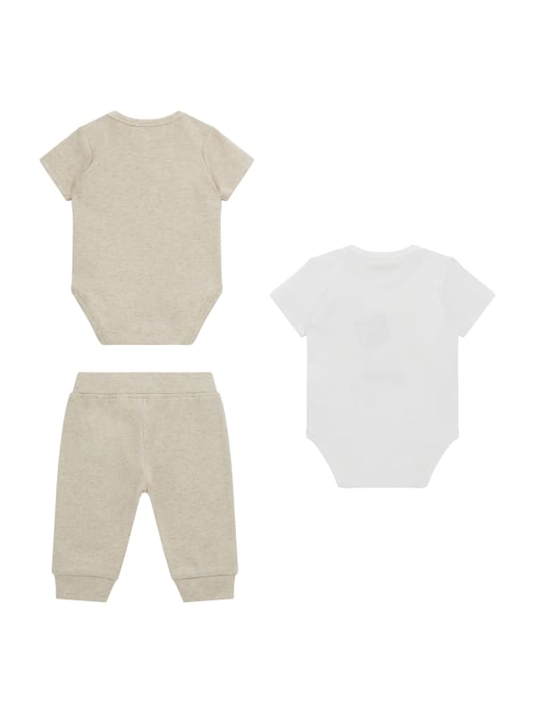 GUESS Eco Embroidered Bear Bodysuit Set 0 12m Skin Tone Melange