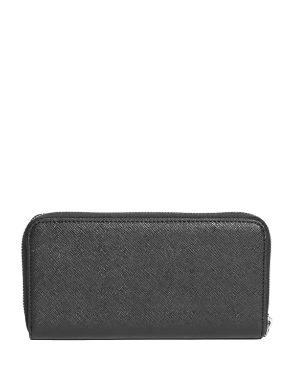 Guess James Logo Medium Zip Around Wallet - Black Logo